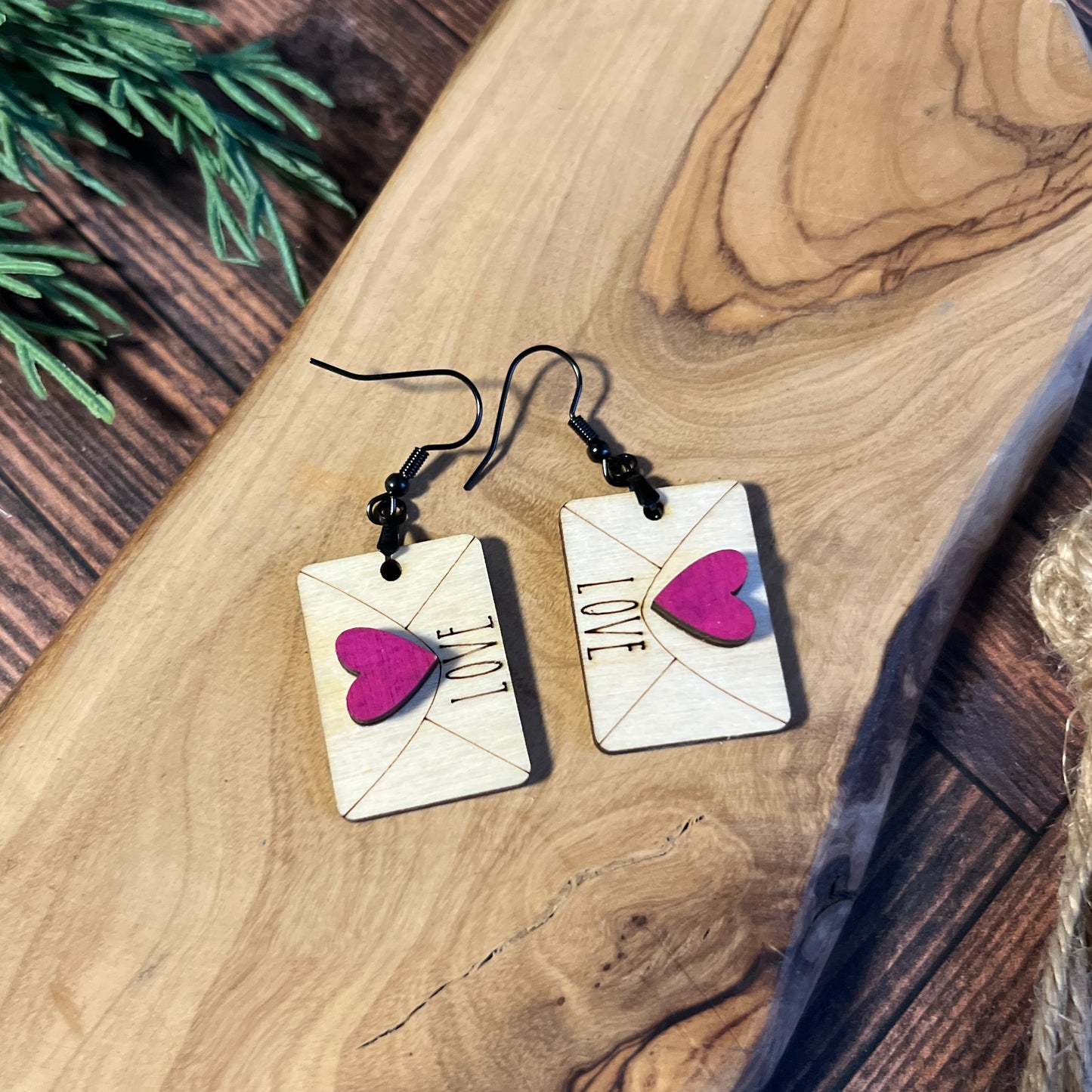 Heart Envelope Dangle Earrings