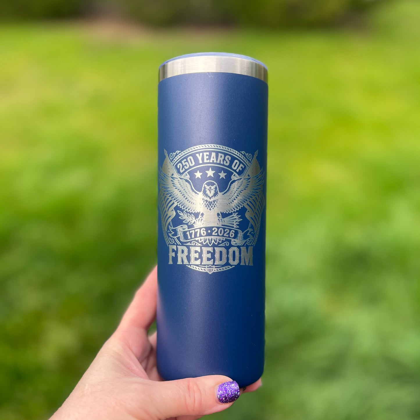 250th Anniversary USA Tumbler 20 oz Laser Engraved Patriotic Cup America