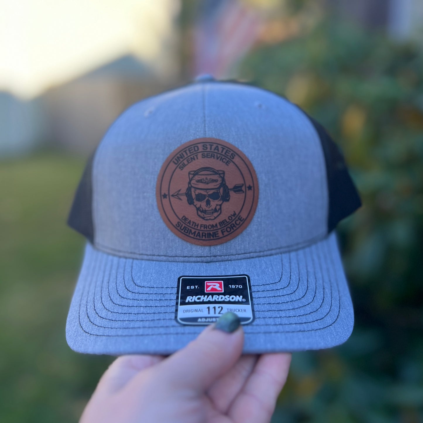 United States Submarine Force Silent Service Death From Below Heather Grey/Black Richardson 112 Trucker Hat