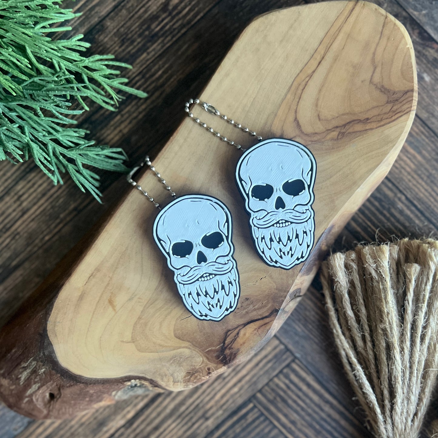 Mustache and Bearded Skull Soda Can Opener Keychain