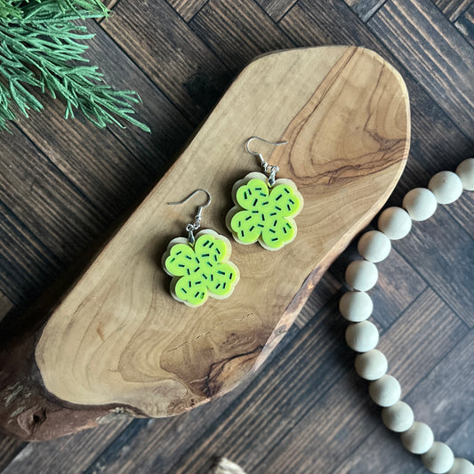 St Patrick's Shamrock Cookie Earring