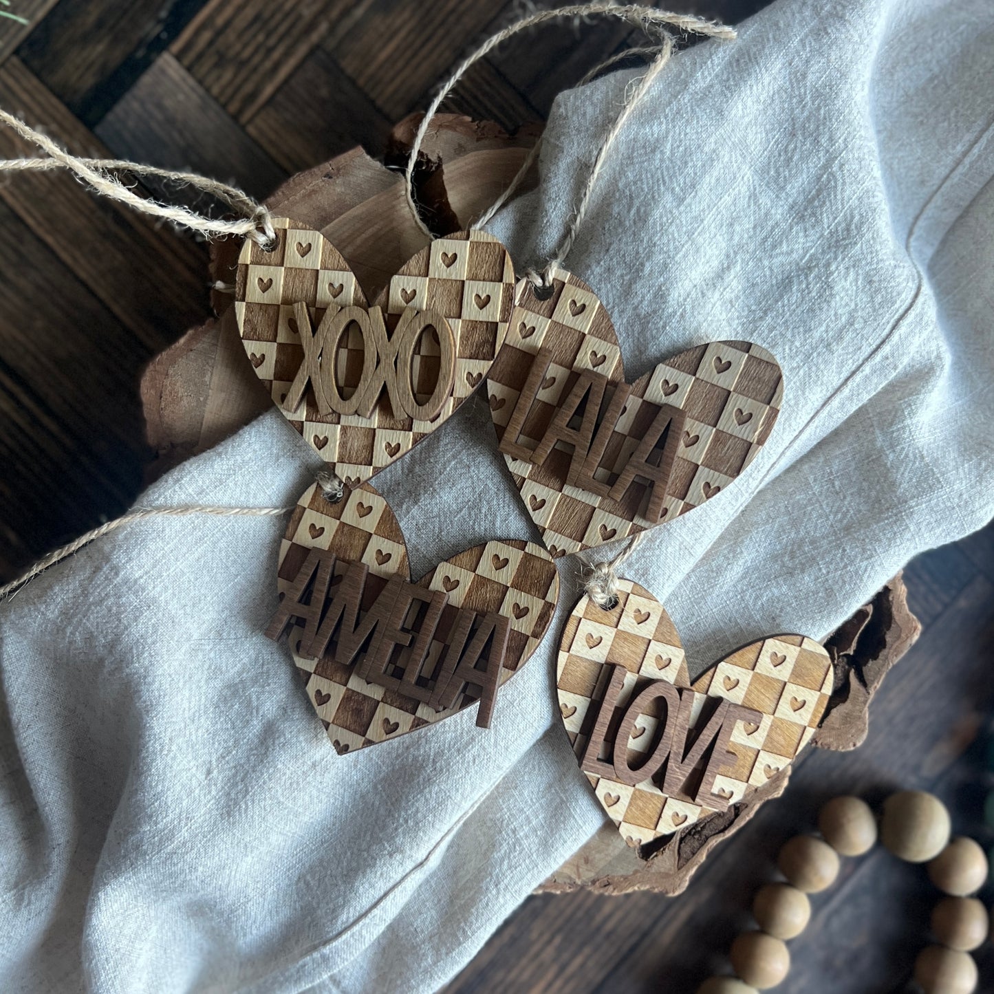 Heart Checkered Tag