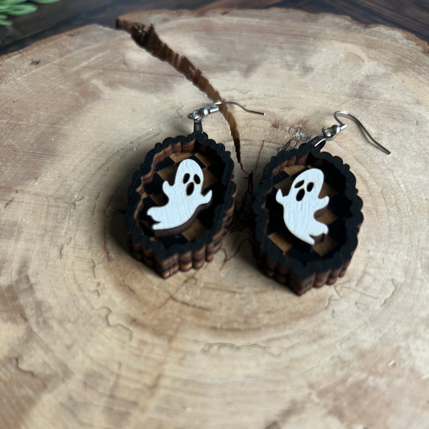 Ghost Checker Earrings