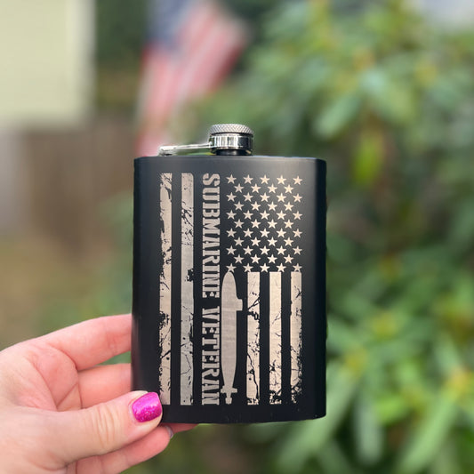 Submarine Veteran Flag Flask