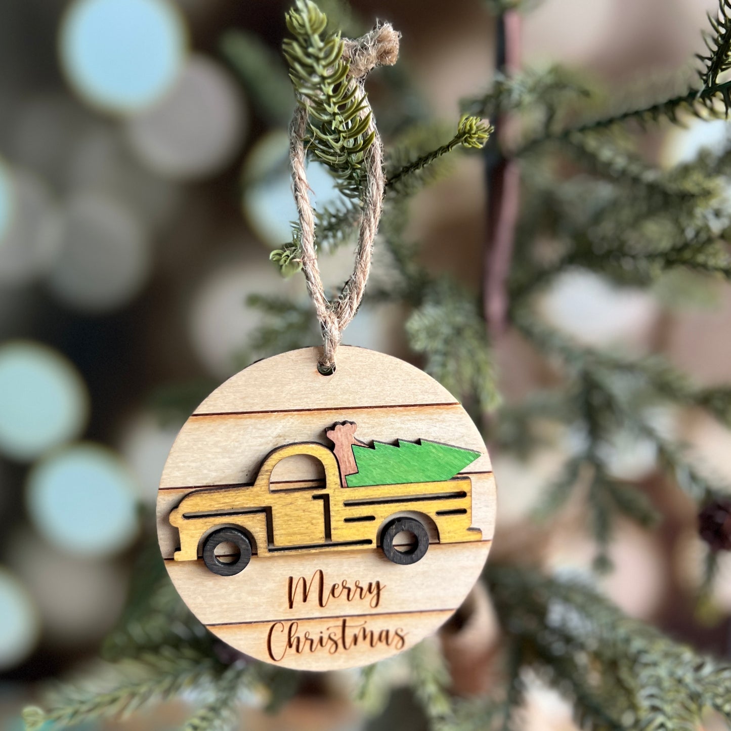 Old Pickup Truck Merry Christmas Ornament