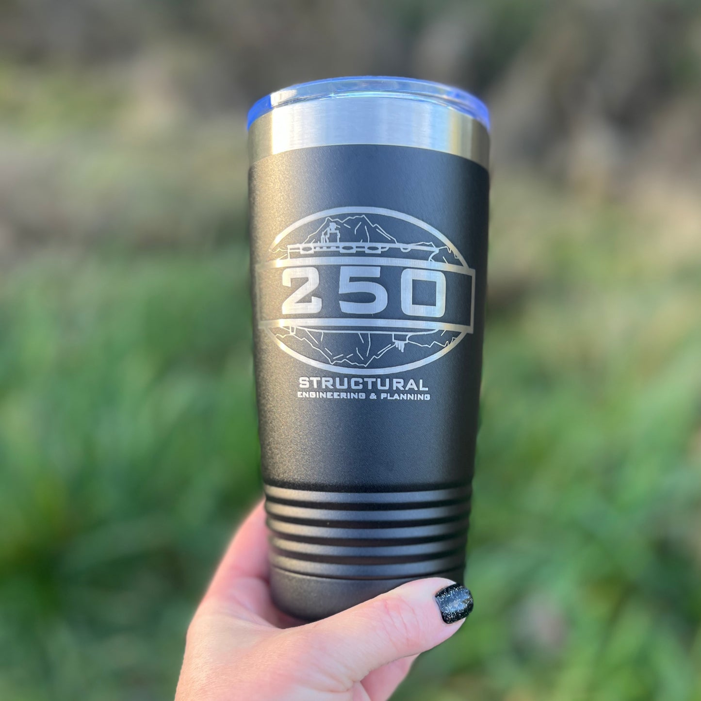 Code 250 Laser Engraved Travel Coffee Tumbler