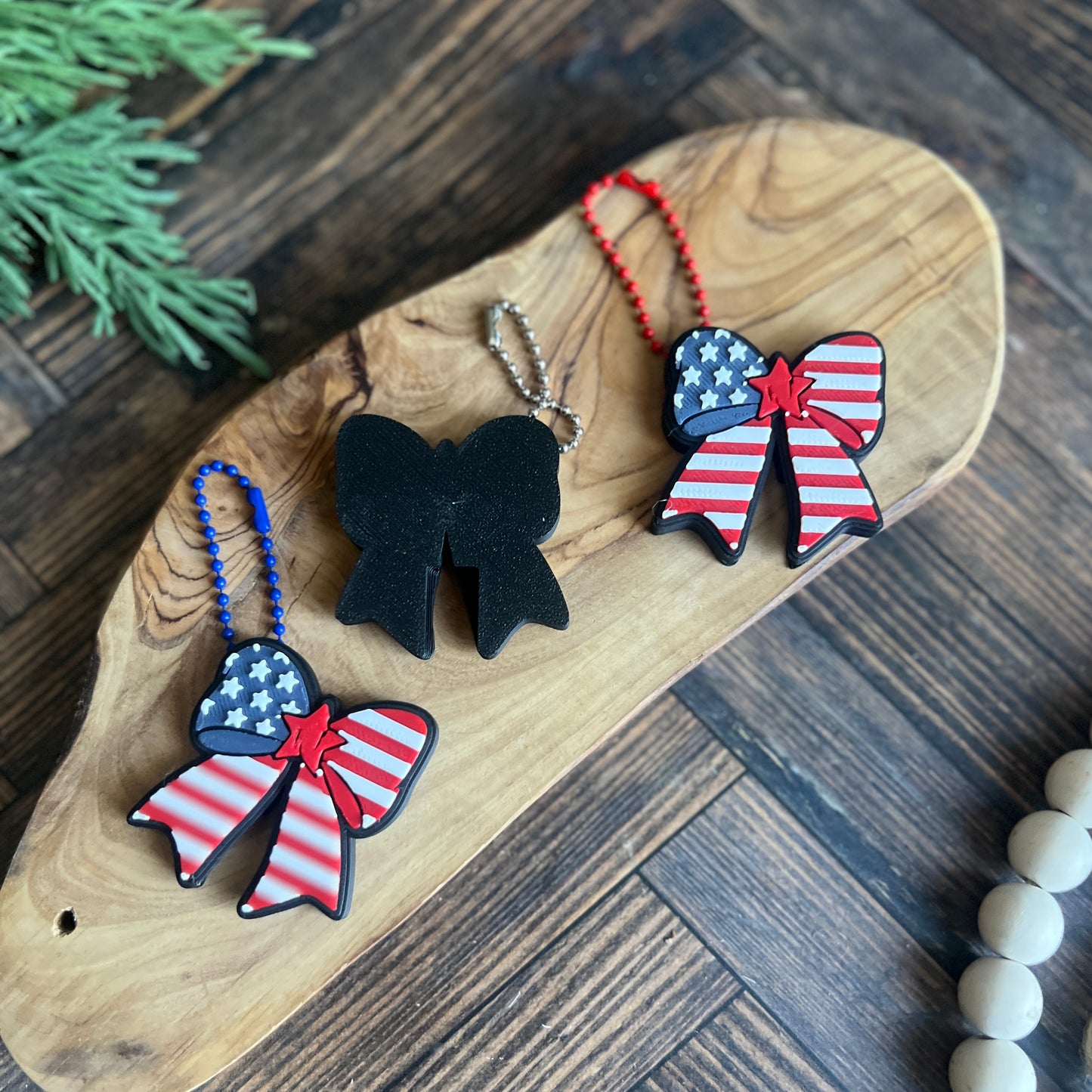 Patriotic Bow Soda Can Opener Keychain