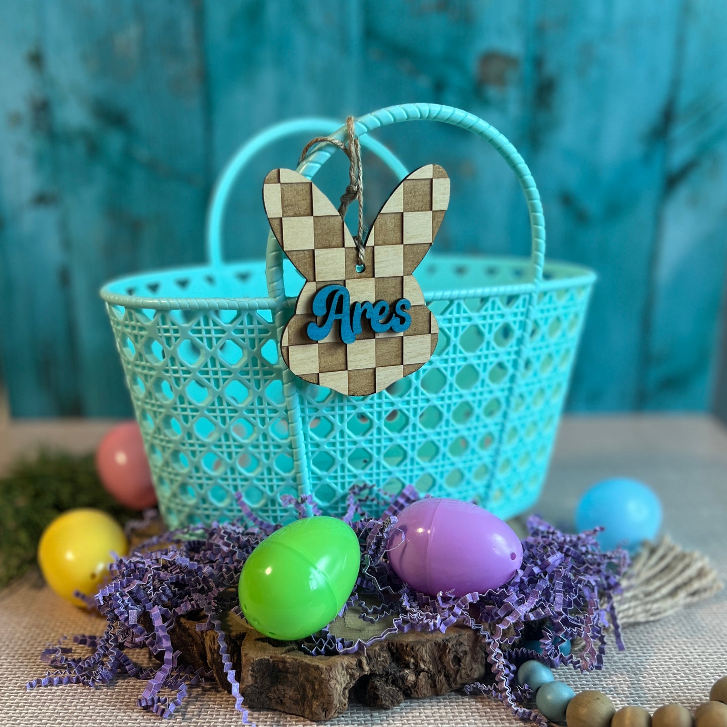 Checkered Bunny Tag