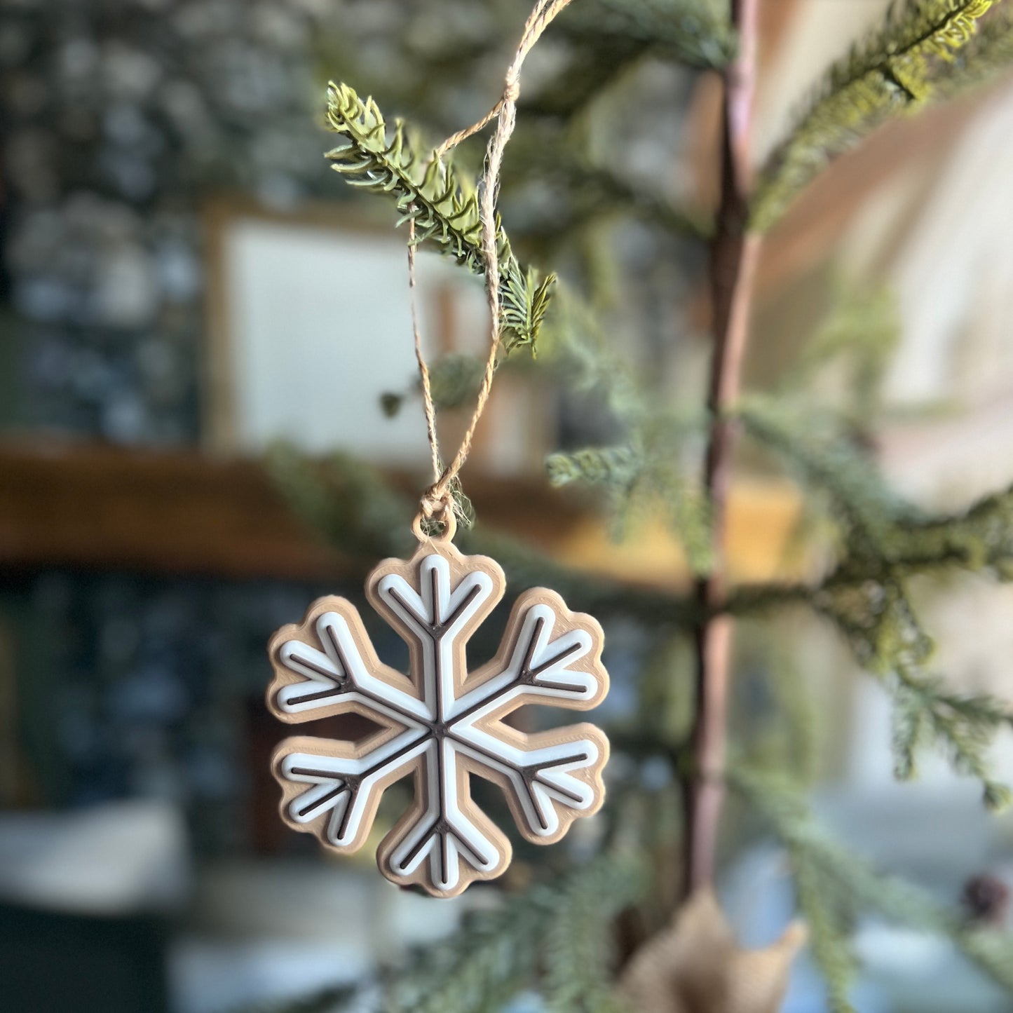 Gingerbread Snowflake Cookie Ornaments 3D Printed