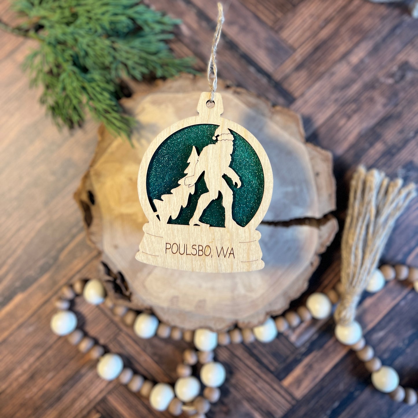 Bigfoot Snow Globe Ornament