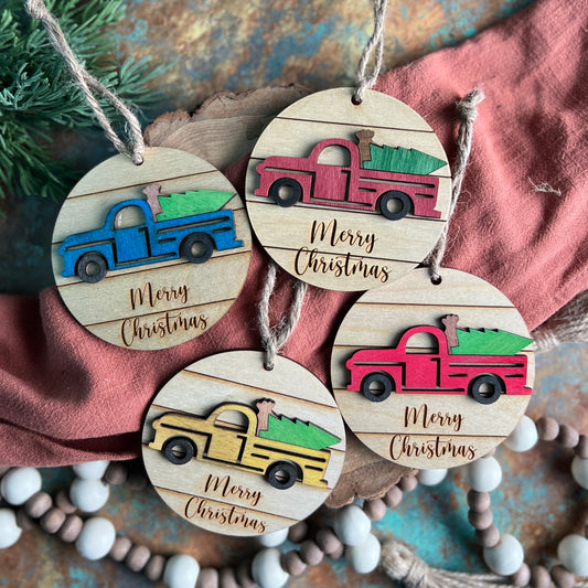 Old Pickup Truck Merry Christmas Ornament