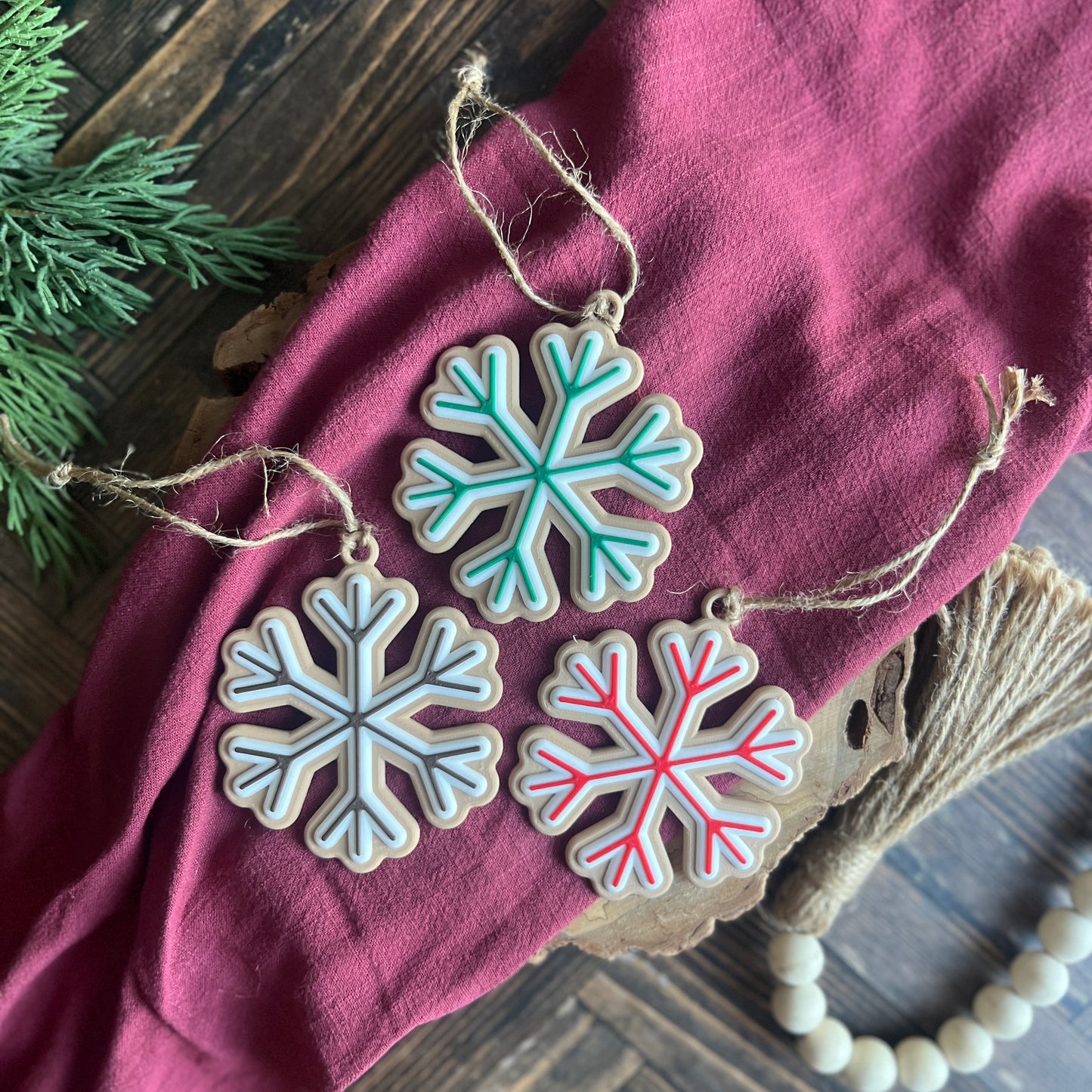 Gingerbread Snowflake Cookie Ornaments 3D Printed