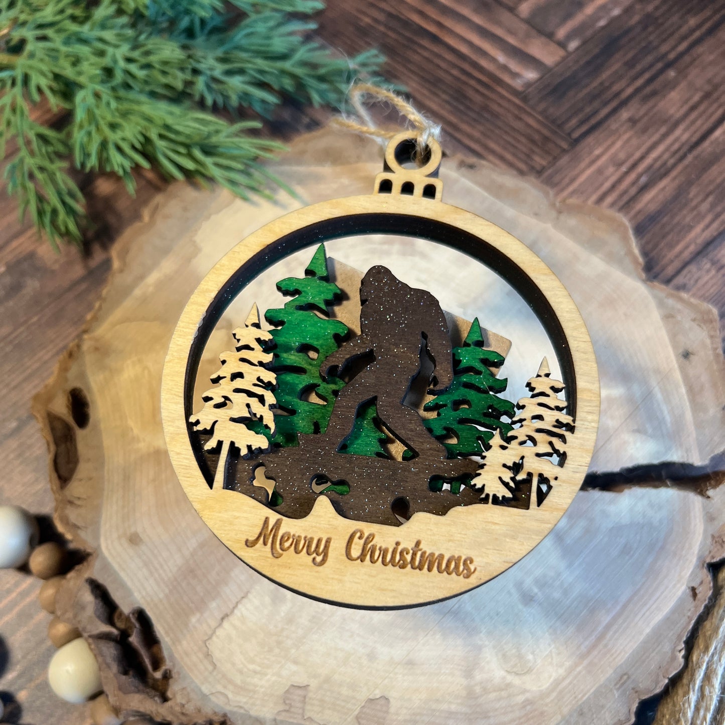 Merry Christmas Bigfoot Ornament