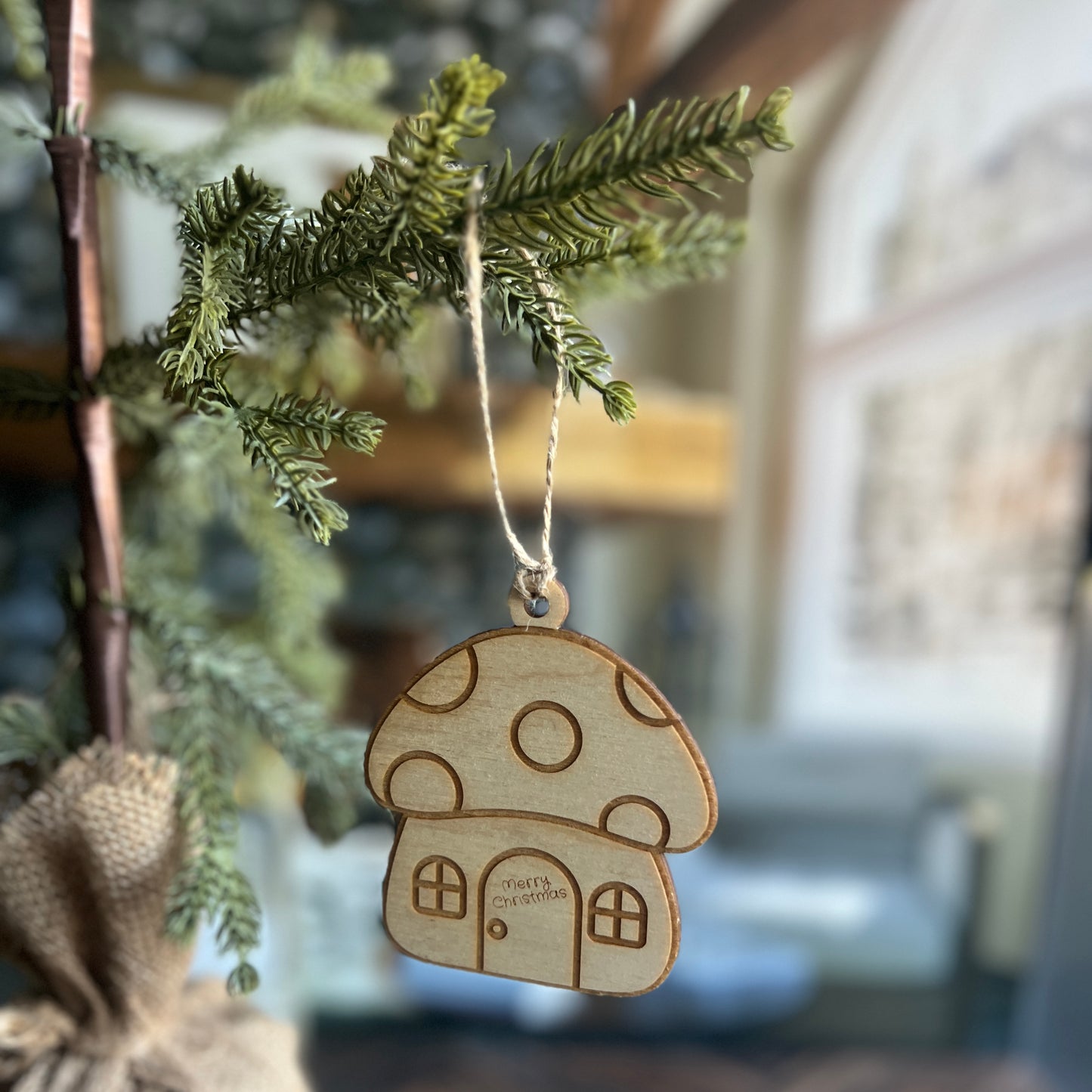 Mushroom Merry Christmas Ornament