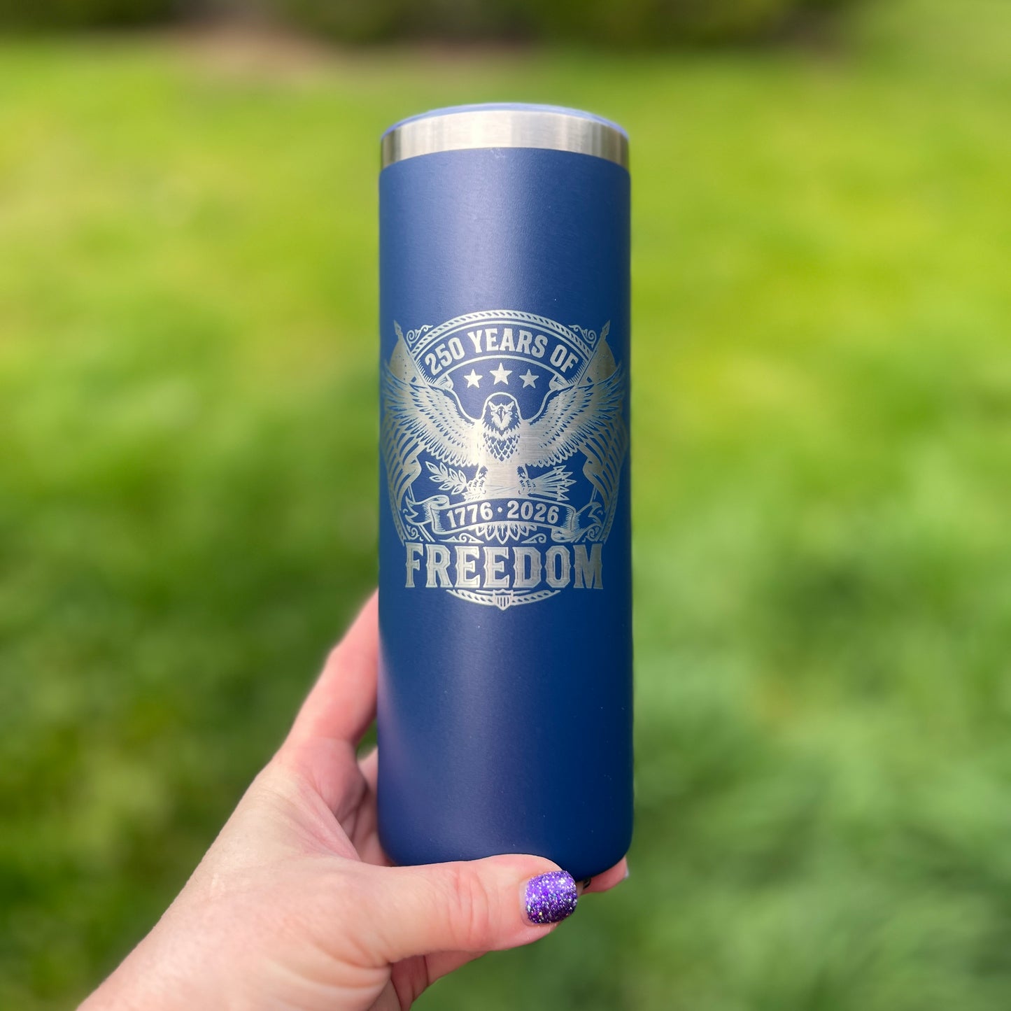 250th Anniversary USA Tumbler 20 oz Laser Engraved Patriotic Cup America