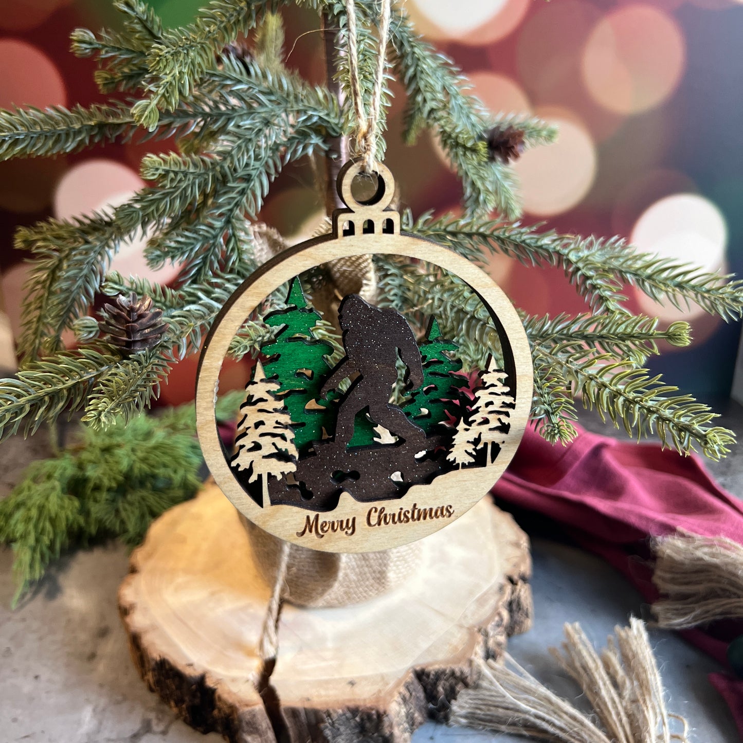 Merry Christmas Bigfoot Ornament