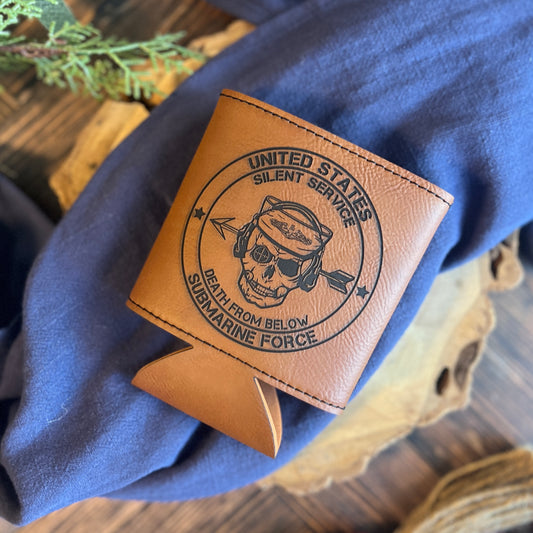 United States Submarine Force Silent Service Death From Below Leatherette Can Cooler