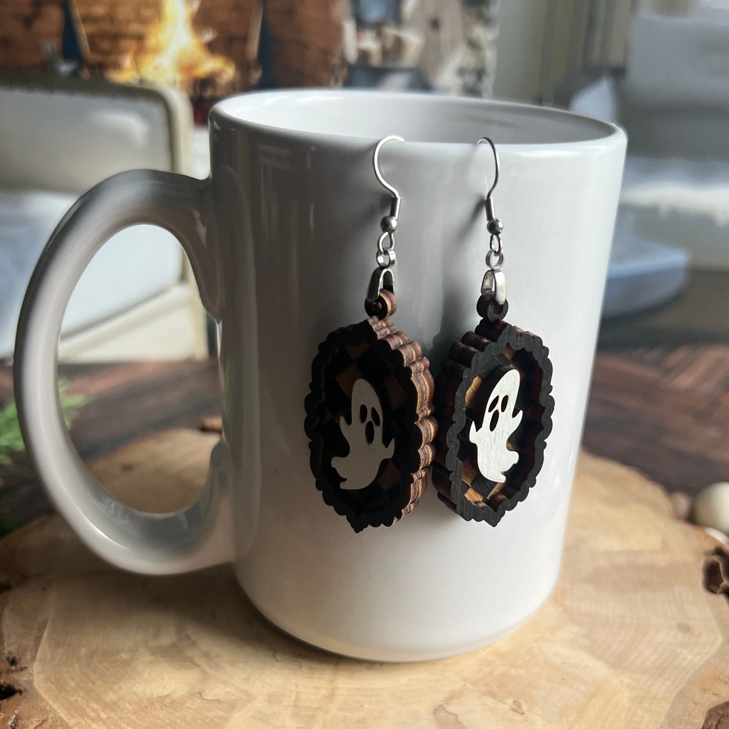 Ghost Checker Earrings