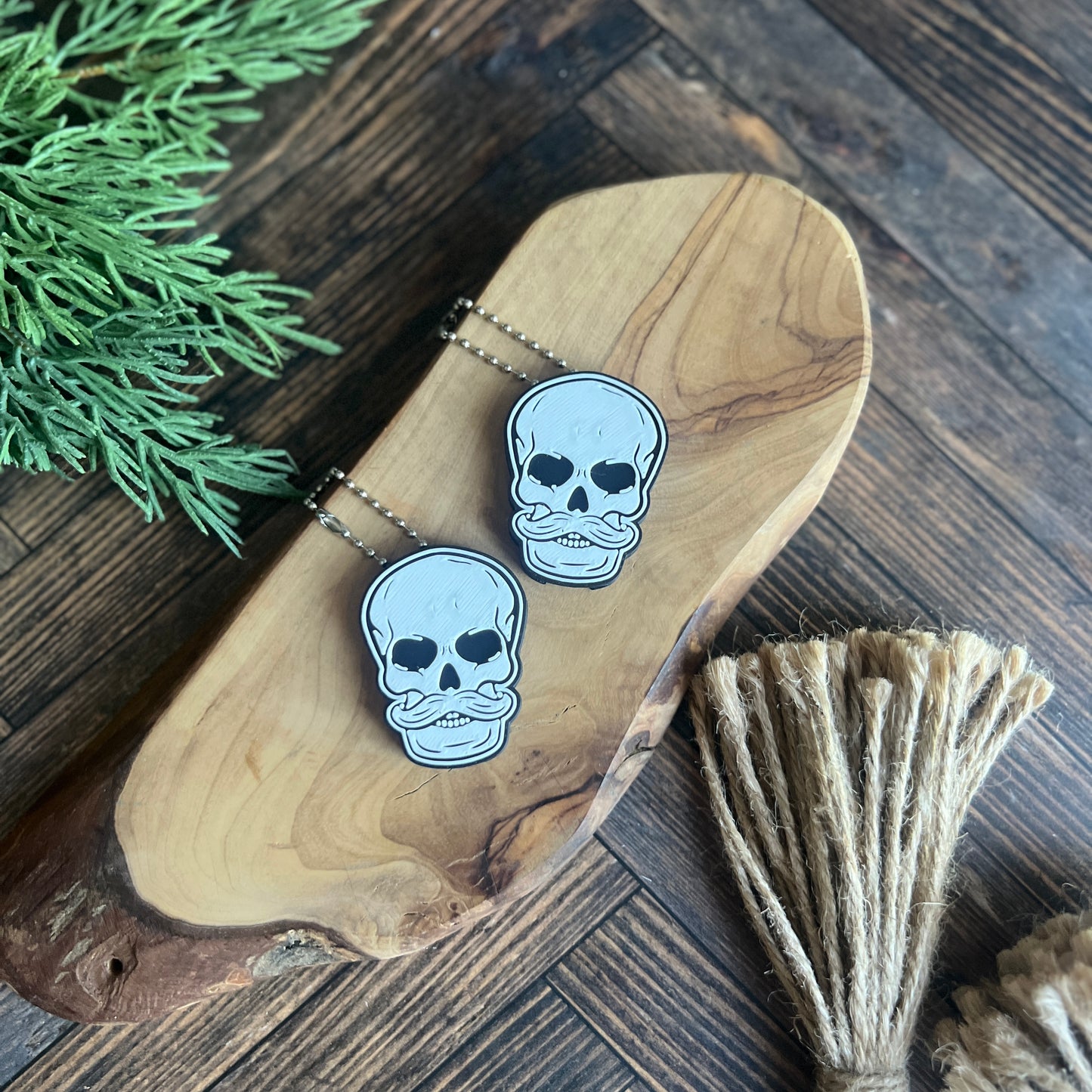 Mustache and Bearded Skull Soda Can Opener Keychain