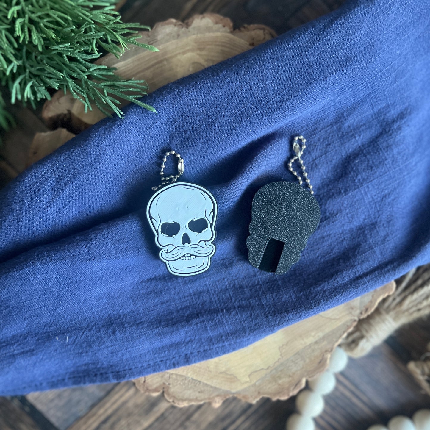 Mustache and Bearded Skull Soda Can Opener Keychain