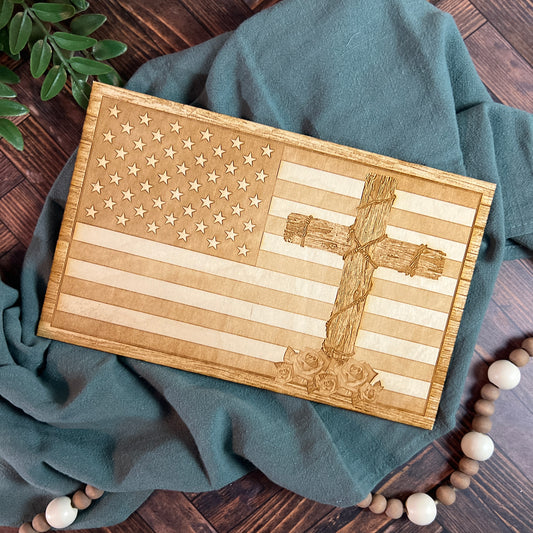 Cross with American Flag