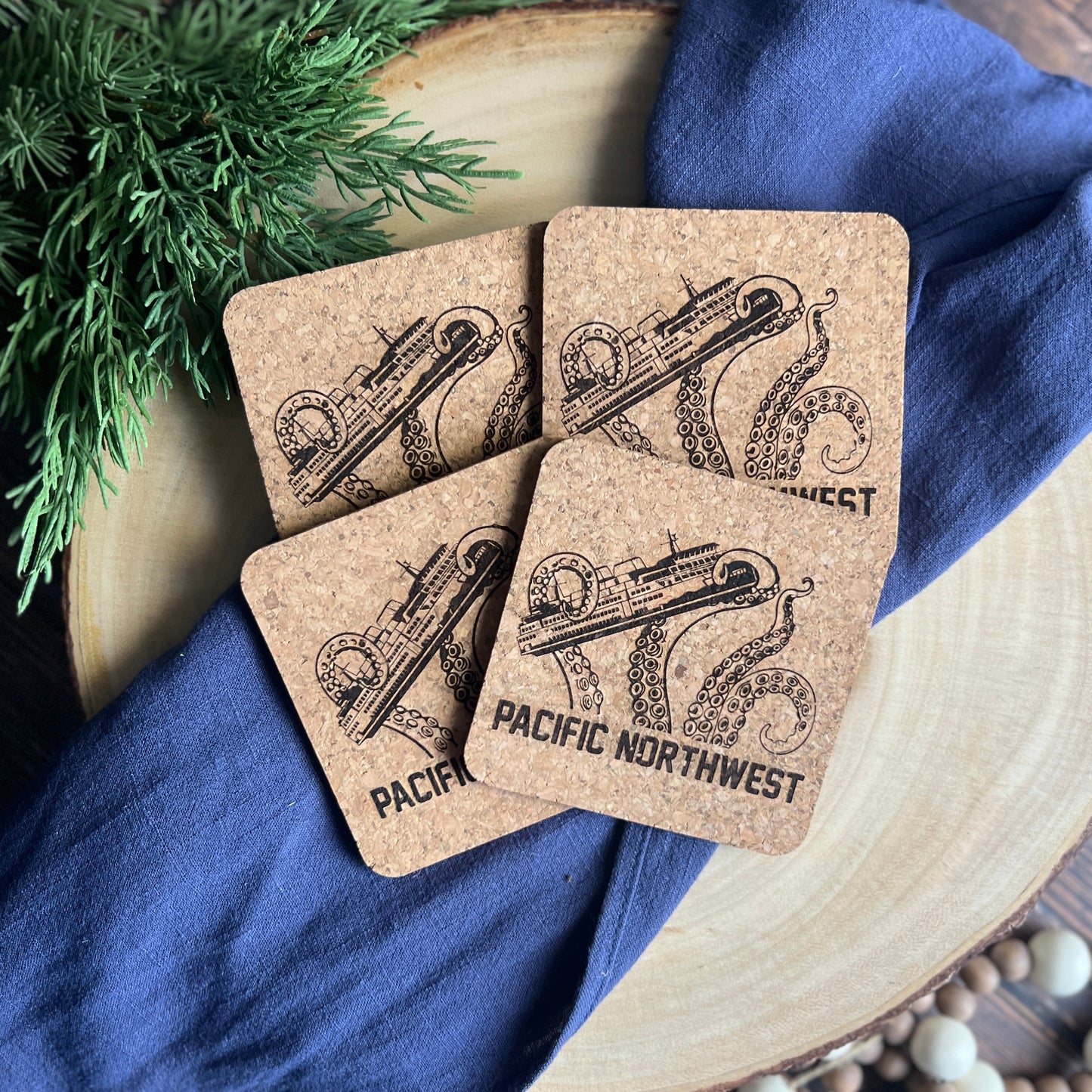 Kraken Washington Cork Coaster Set