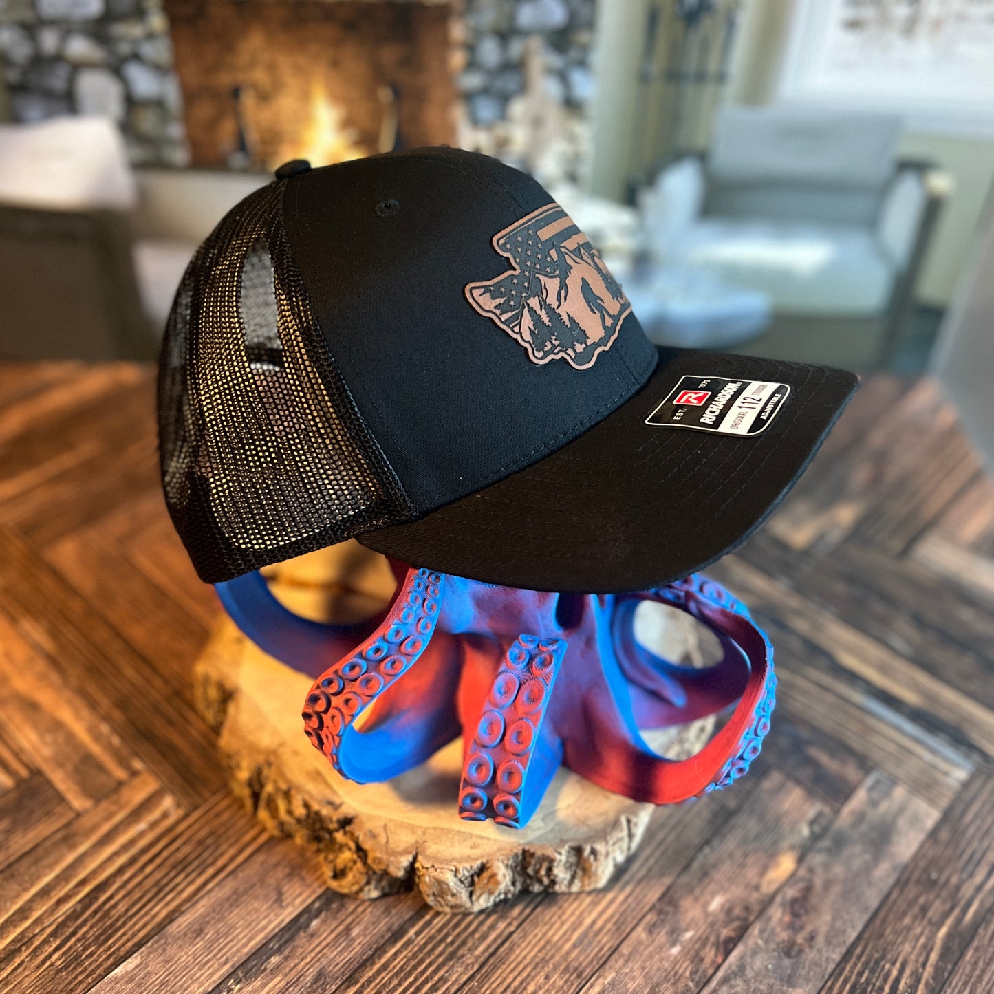 Bigfoot Washington State Richardson 112 Black/Black Trucker Hat