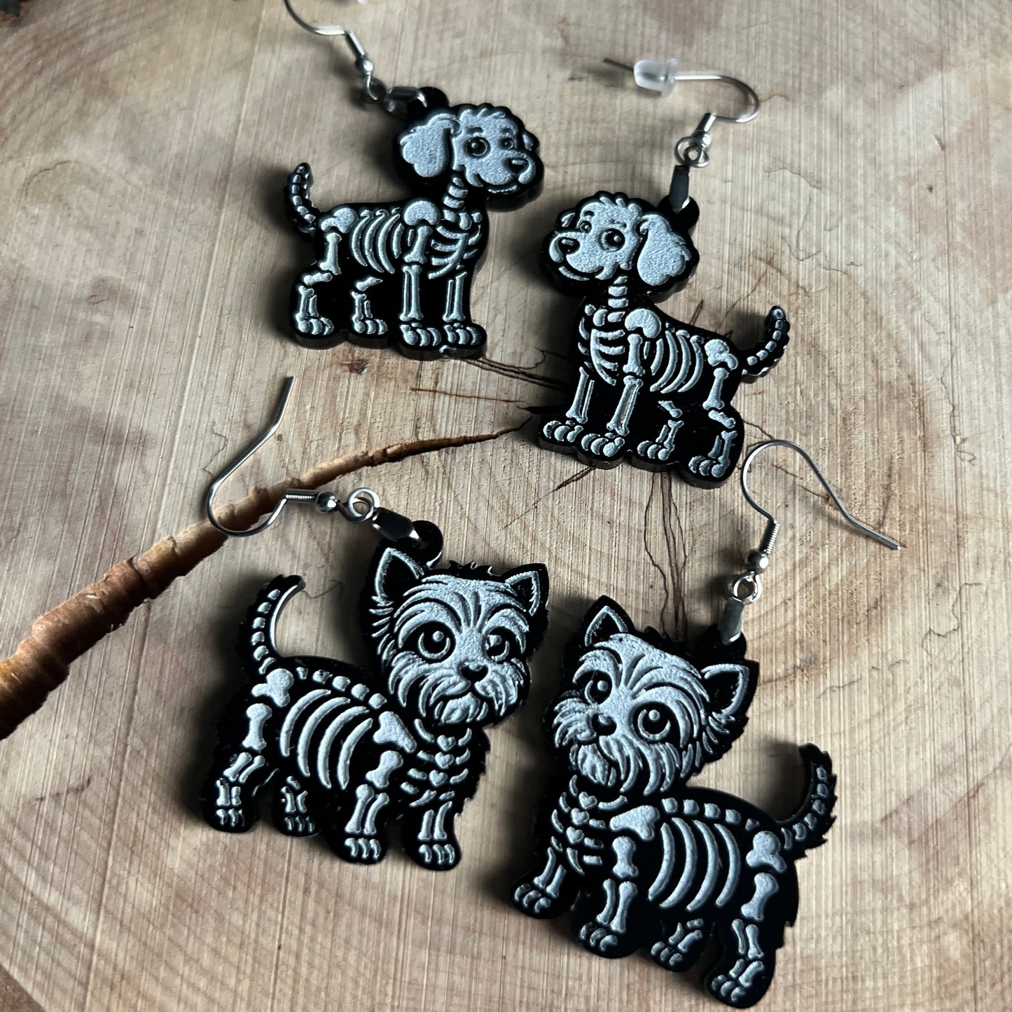 Skelton Dog Earrings