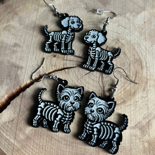 Skelton Dog Earrings