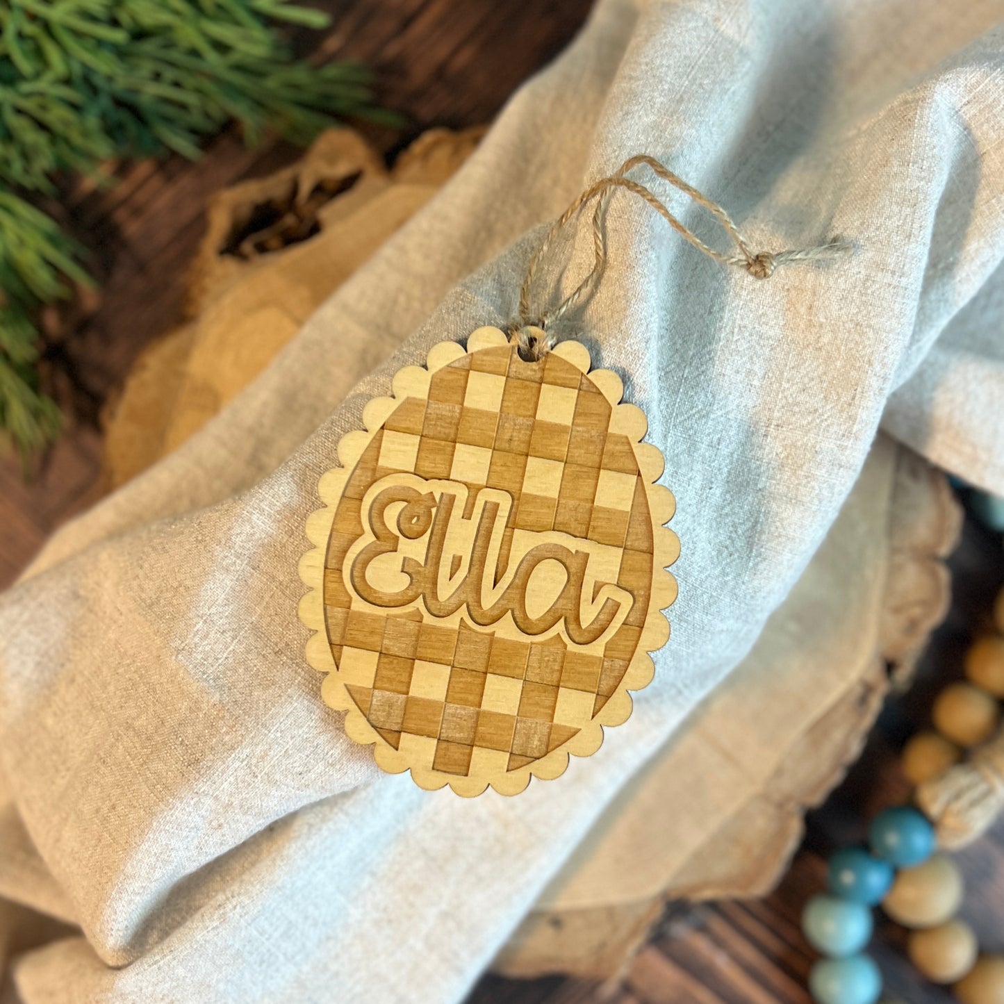 Gingham Easter Basket tag