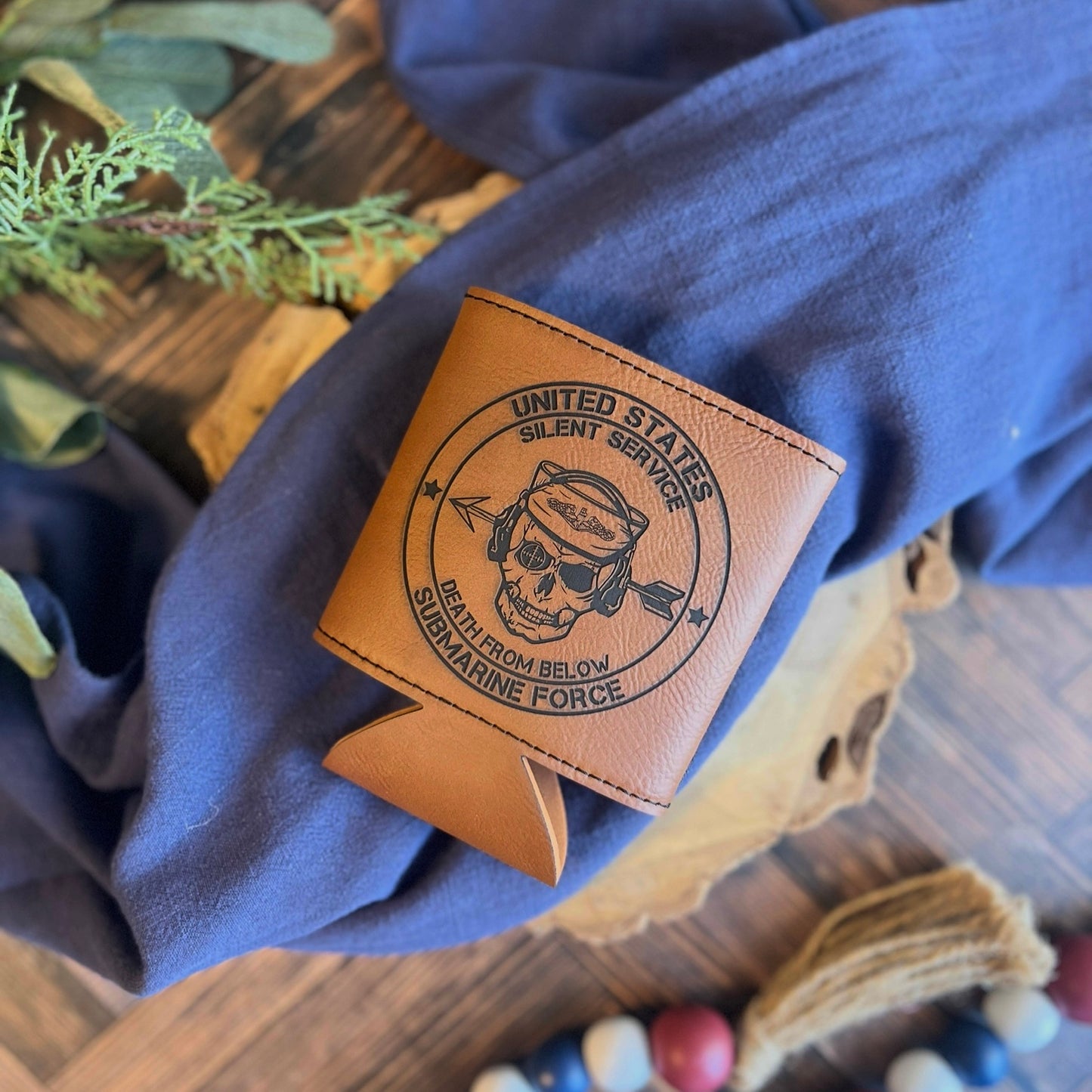 United States Submarine Force Silent Service Death From Below Leatherette Can Cooler