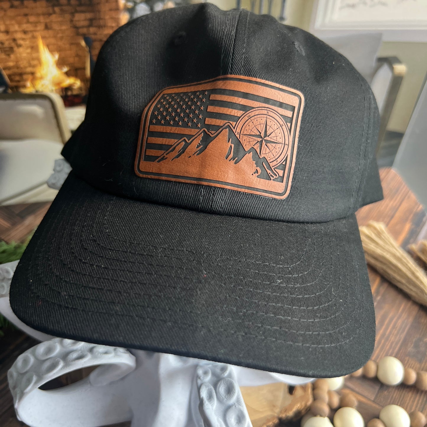 Flag, Compass, and Mountains Dad Hat