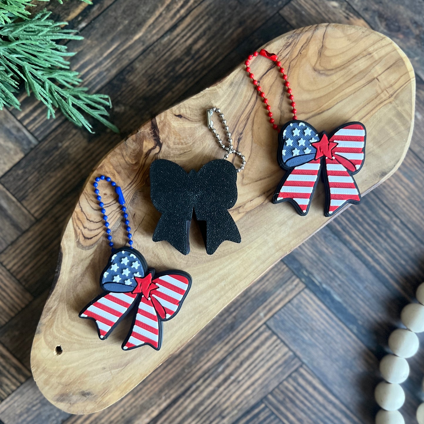 Patriotic Bow Soda Can Opener Keychain