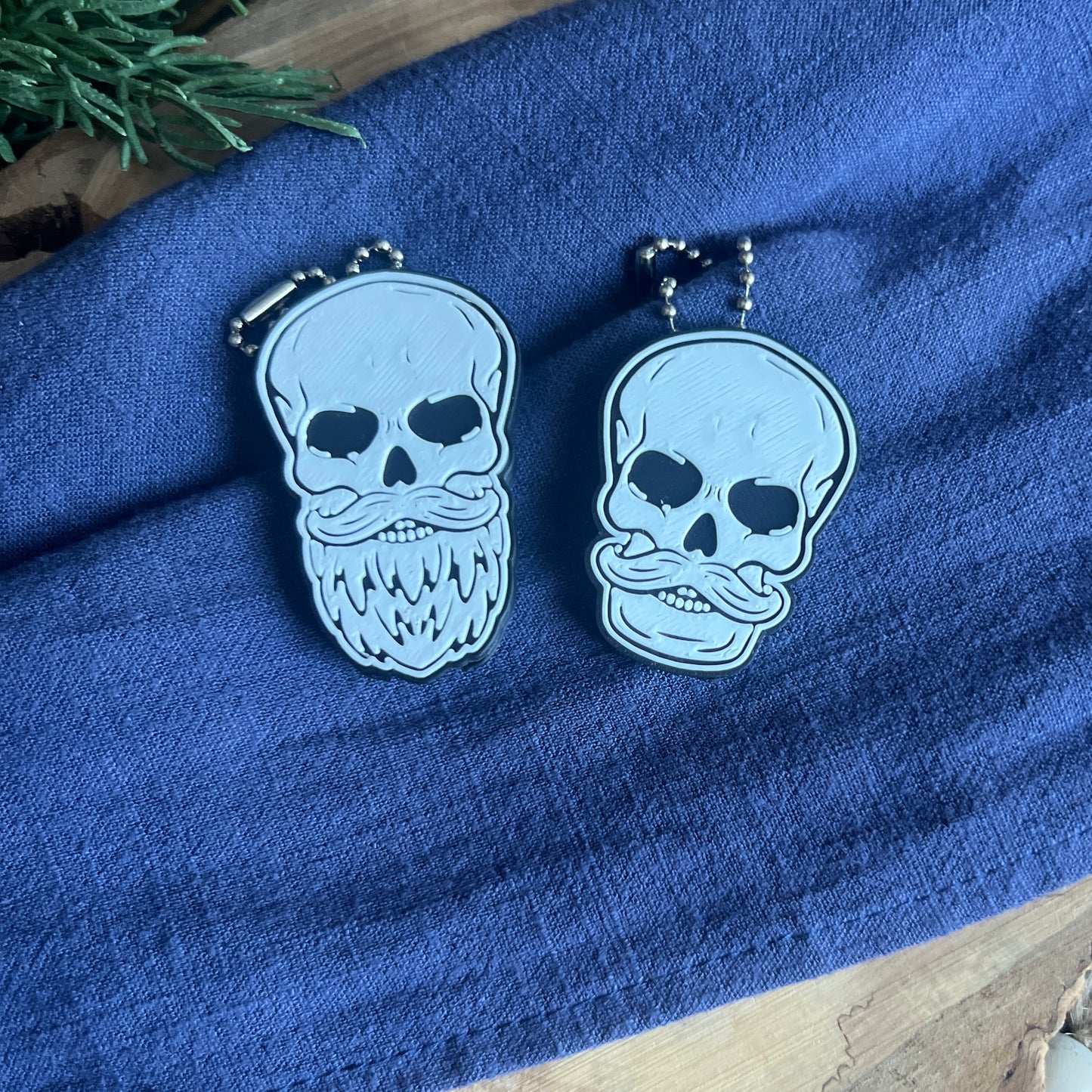 Mustache and Bearded Skull Soda Can Opener Keychain