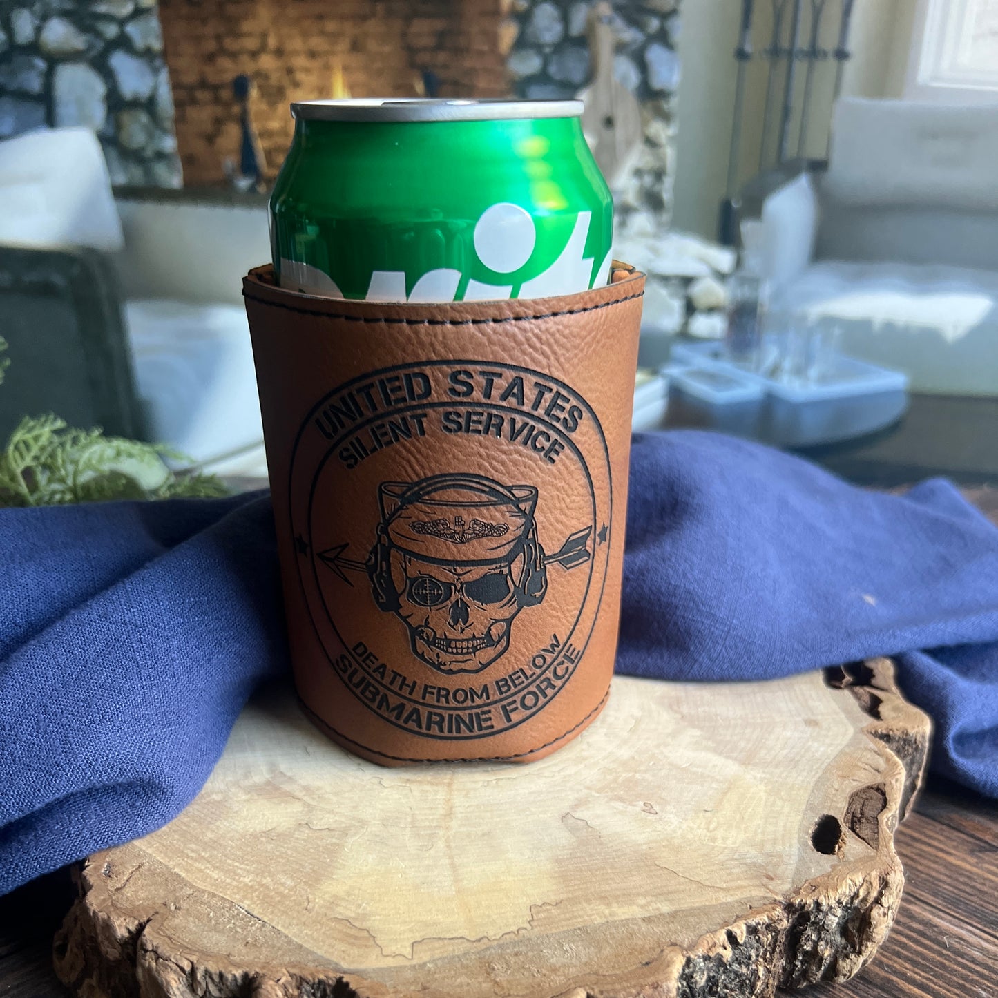 United States Submarine Force Silent Service Death From Below Leatherette Can Cooler