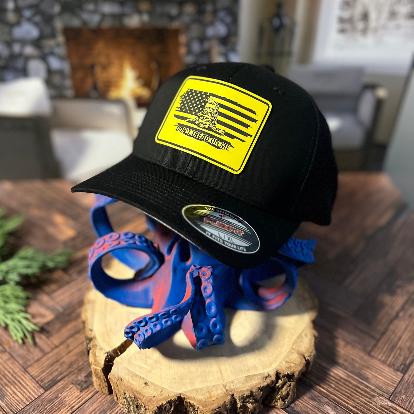 Don't Tread On Me Flex Fit Black Yupoong Large/Xlarge Hat