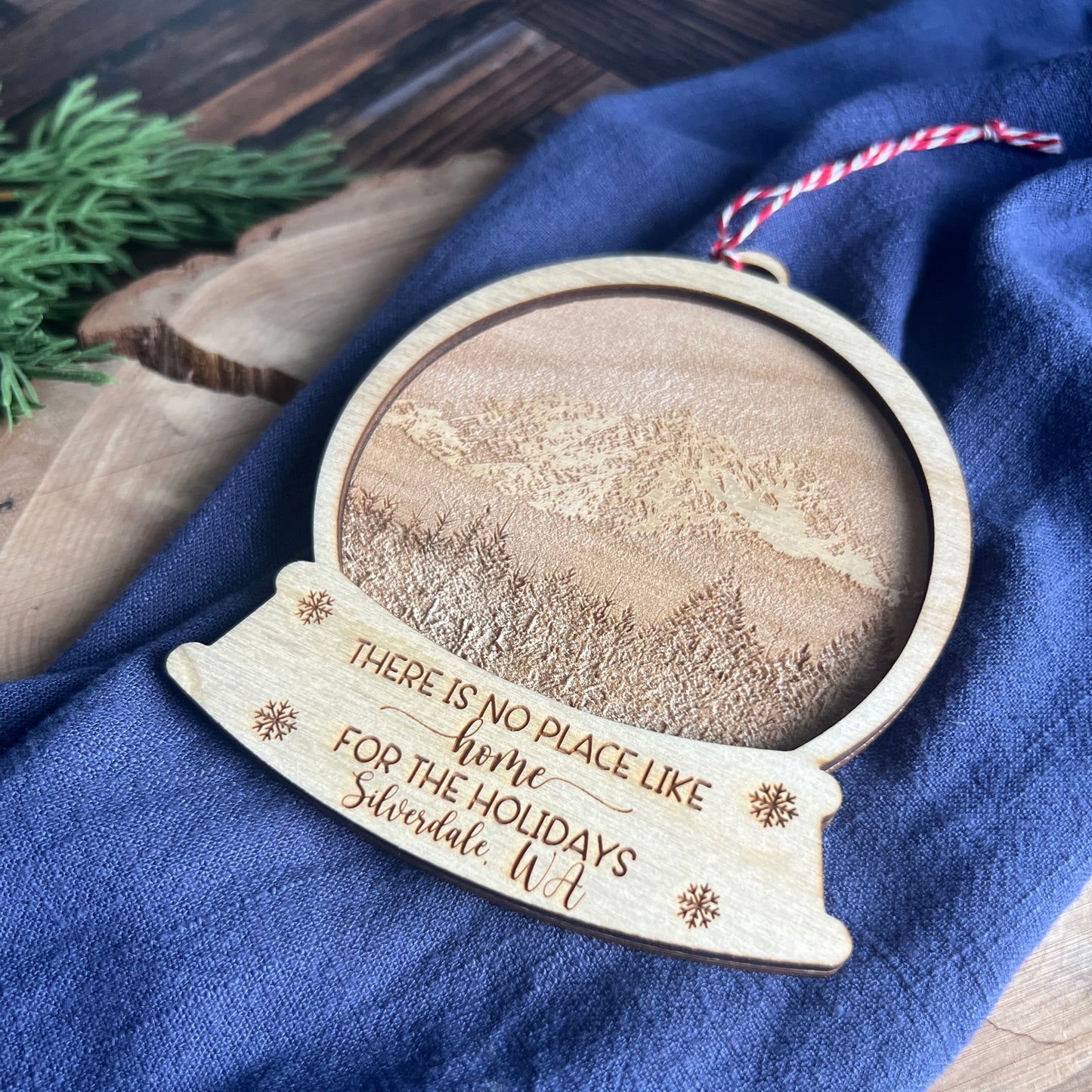 Pacific Northwest Photo Engraved Snow Globes Ornaments