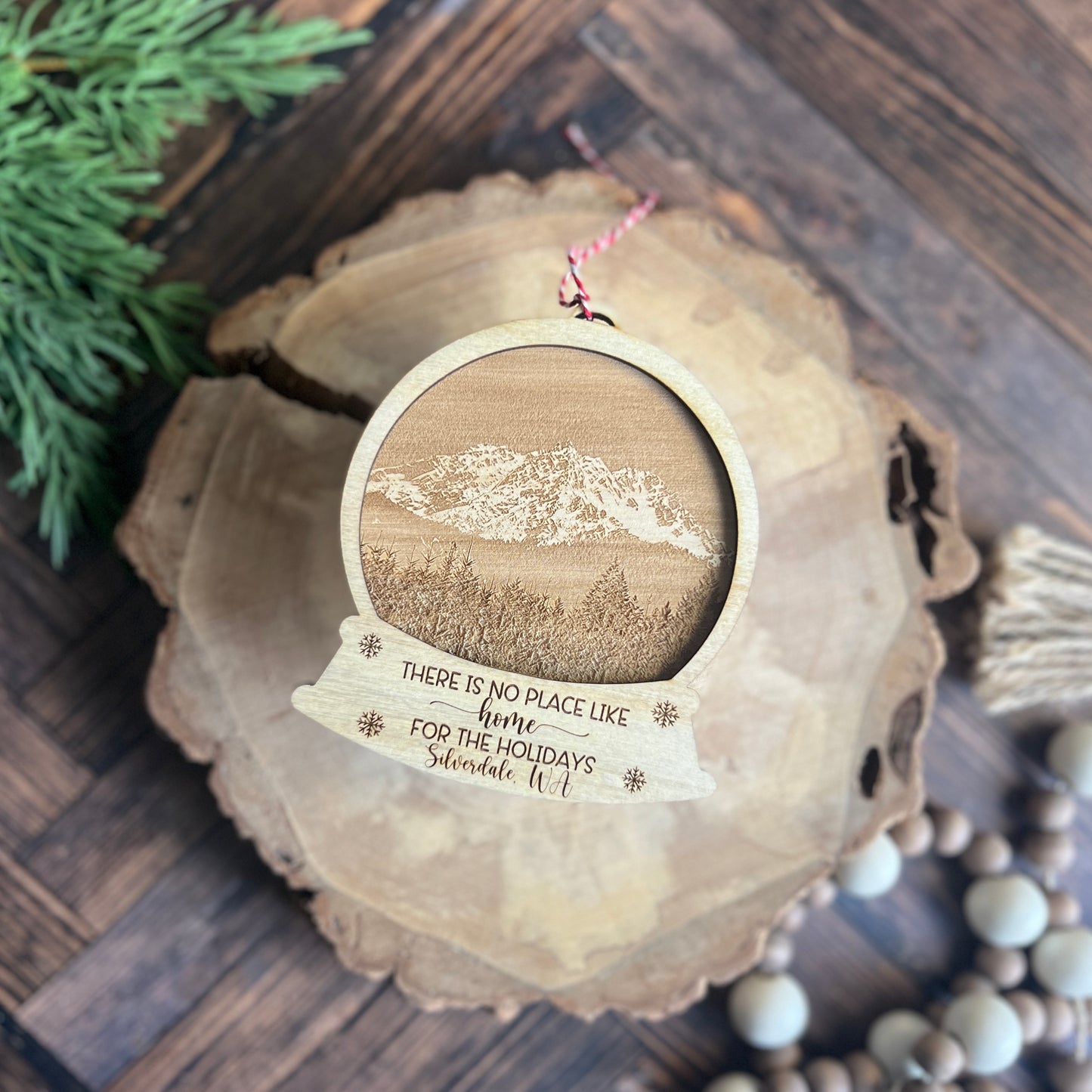 Pacific Northwest Photo Engraved Snow Globes Ornaments