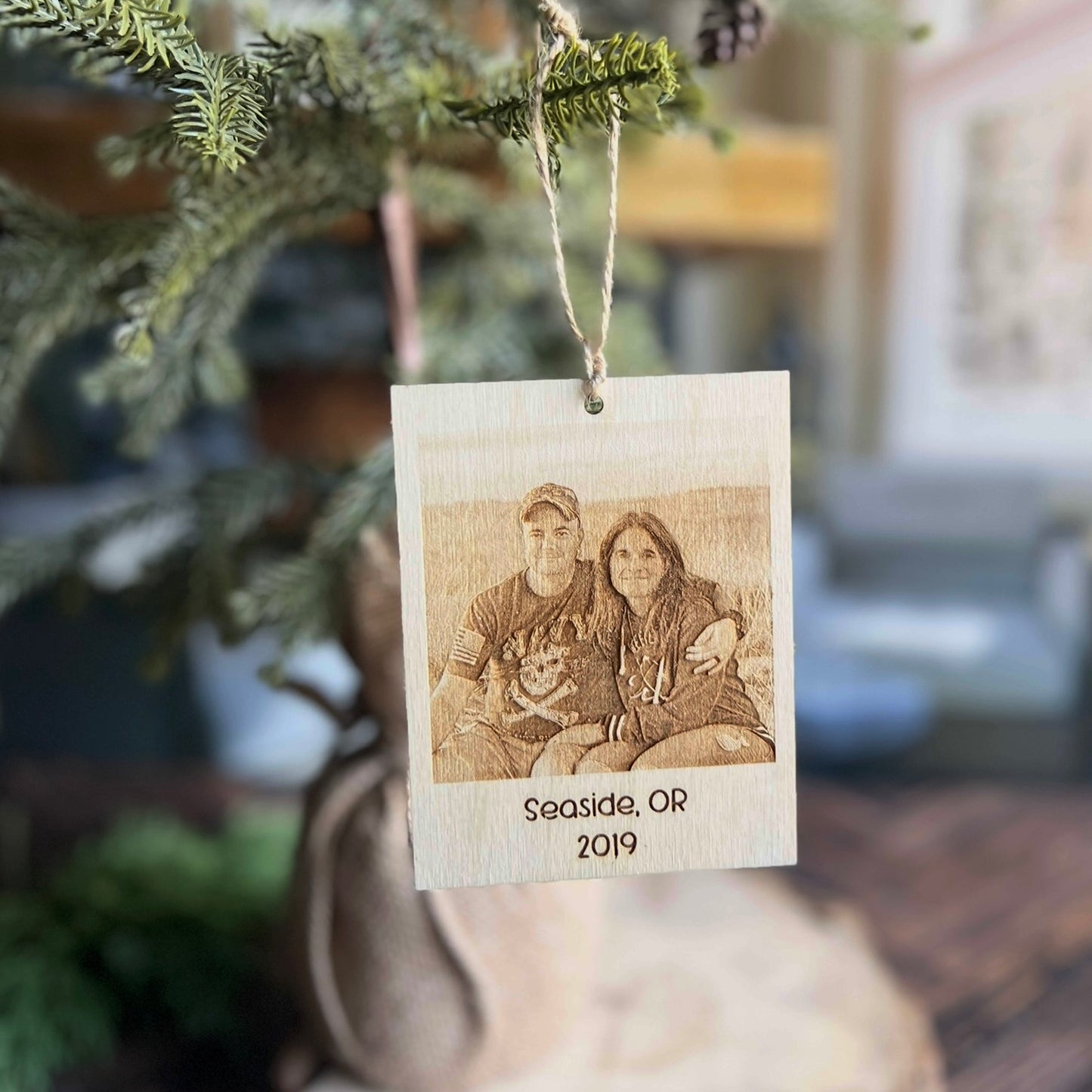 Engraved Photo Christmas Ornament