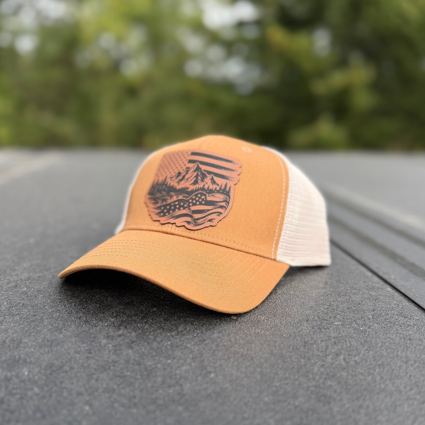 Patriotic Mountain Freedom Carmel/Khaki Infinity Trucker Hat