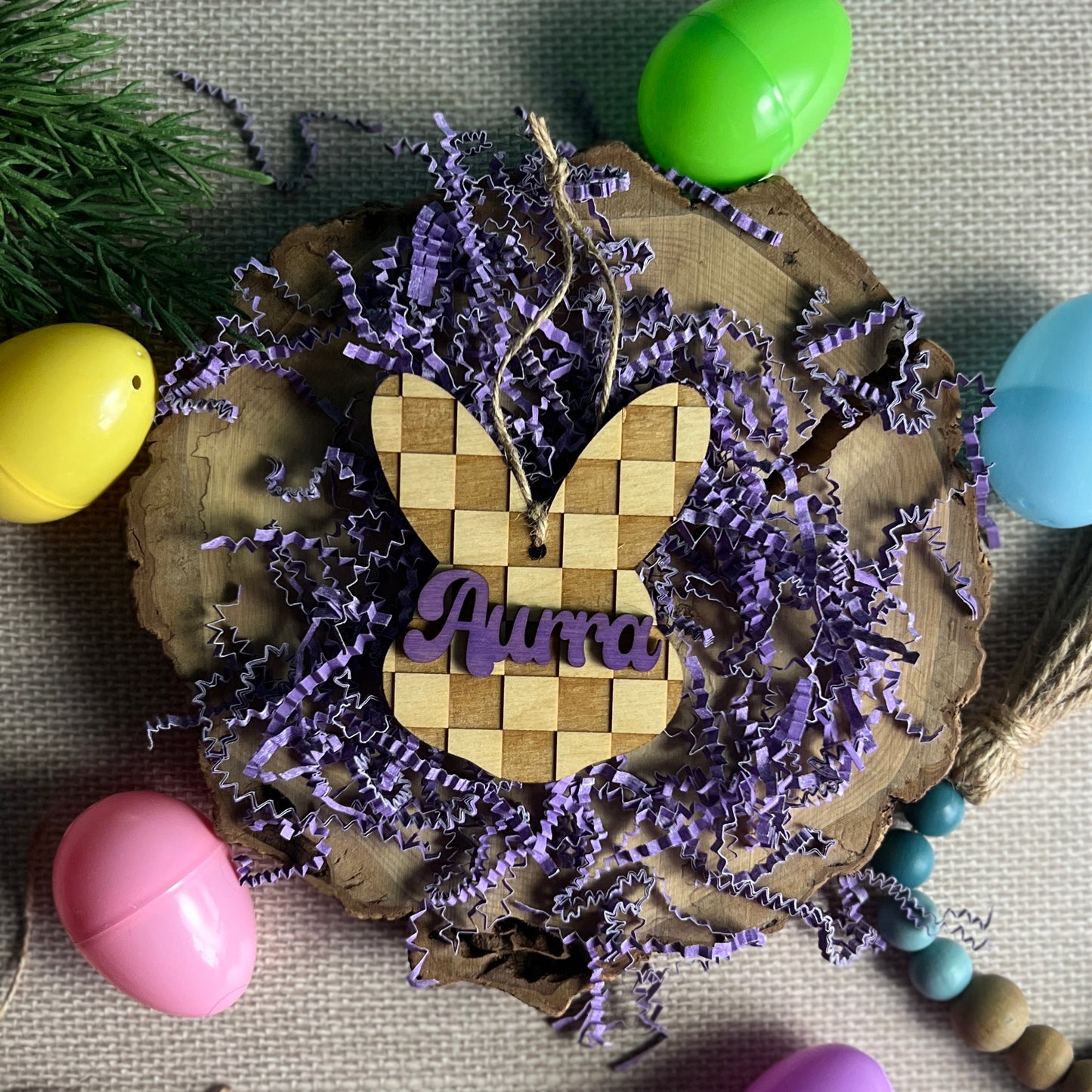 Checkered Bunny Tag