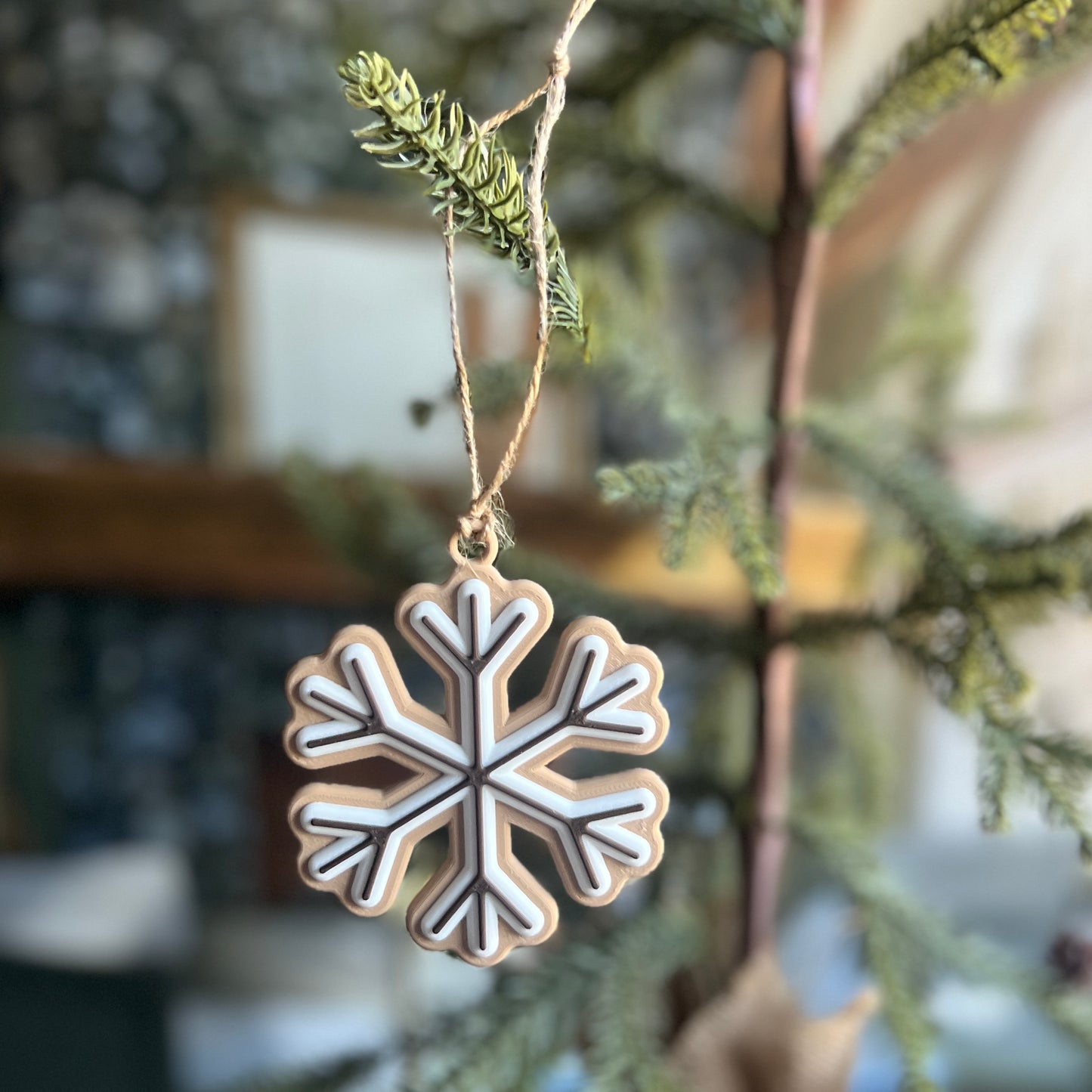 Gingerbread Snowflake Cookie Ornaments 3D Printed