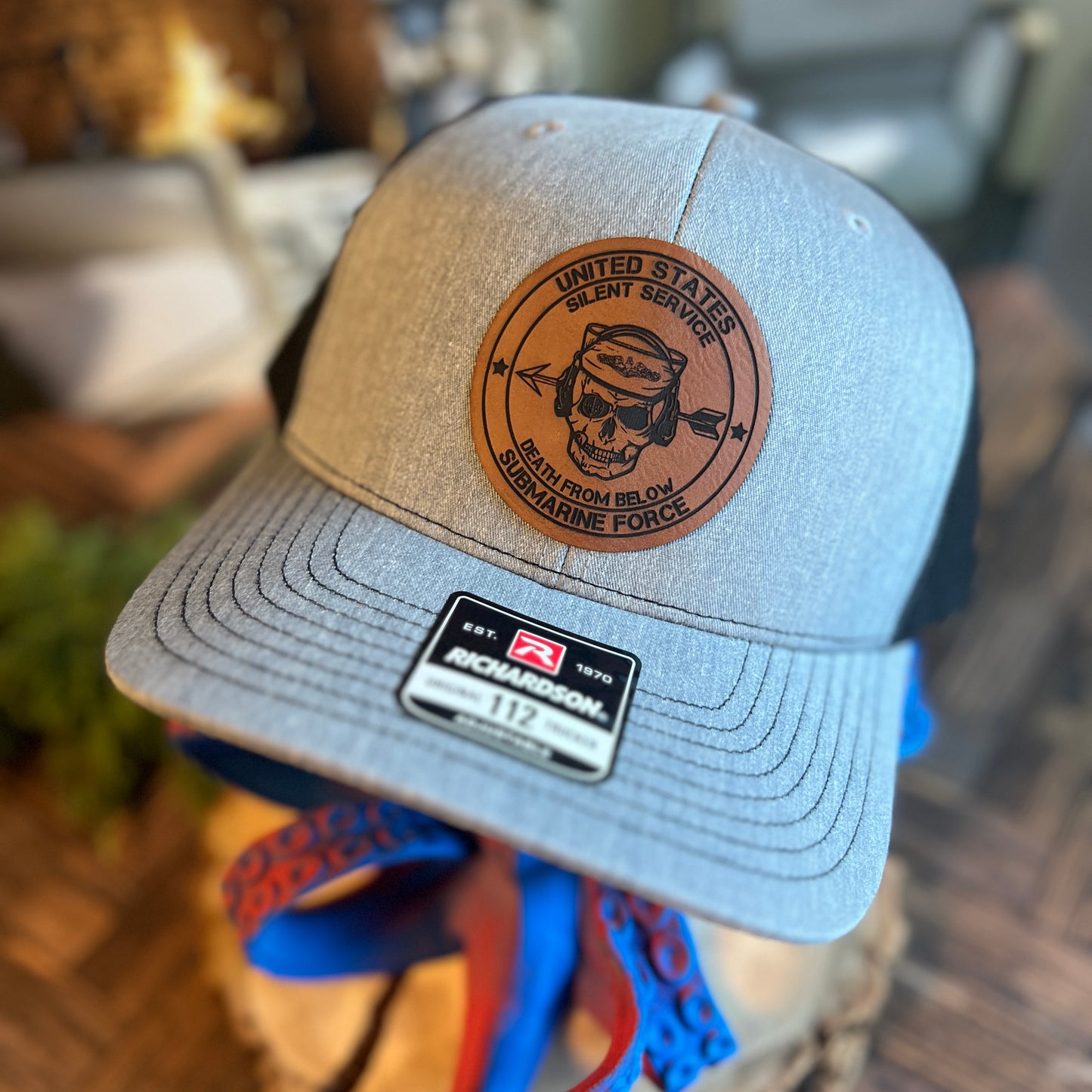 United States Submarine Force Silent Service Death From Below Heather Grey/Black Richardson 112 Trucker Hat