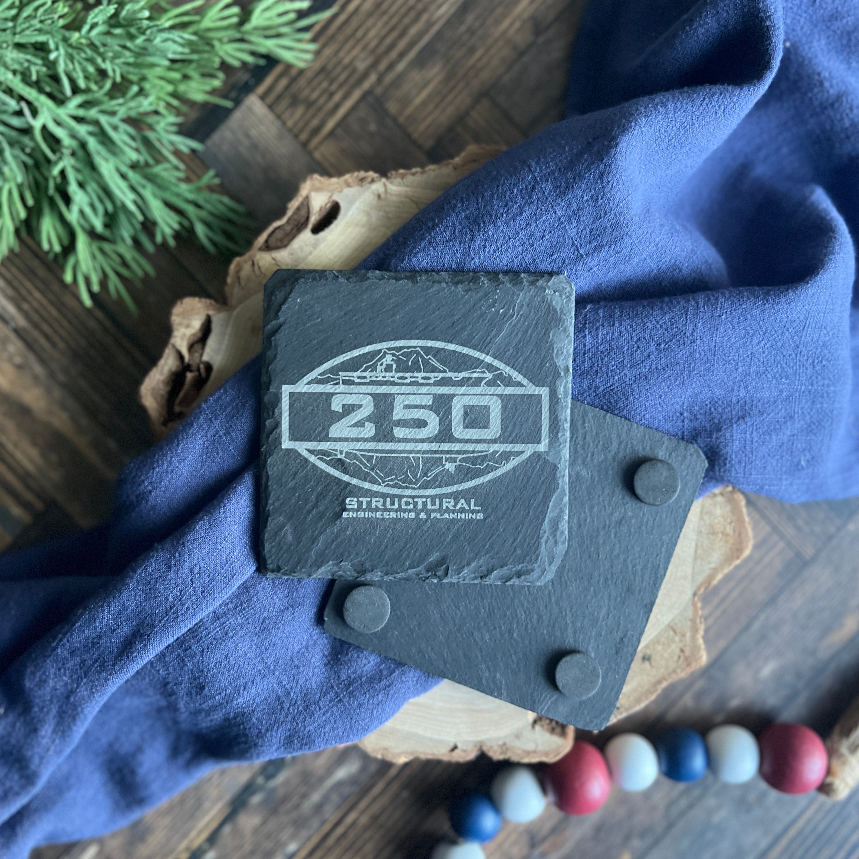 Code 250 Set of 4 Slate Coasters – Chamness Crafty Corner