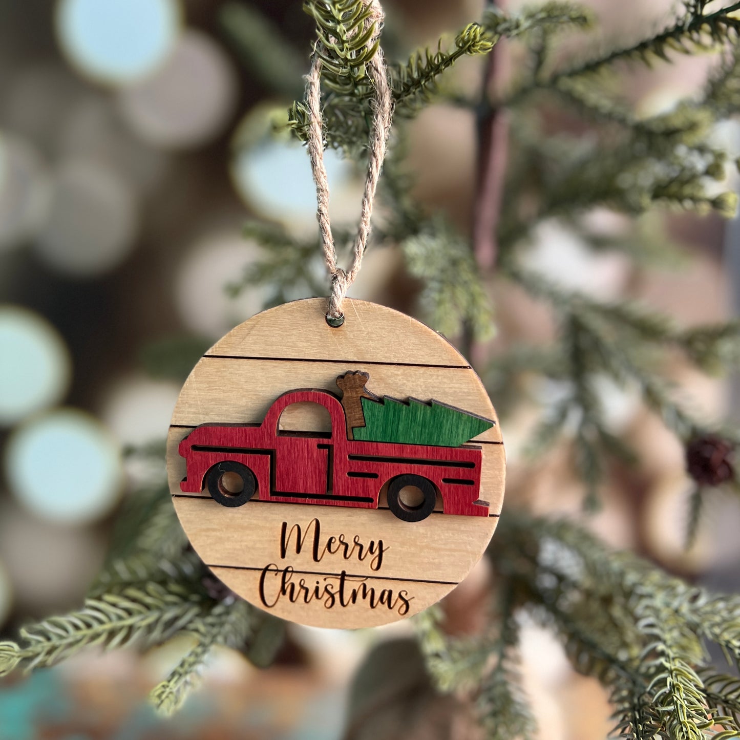 Old Pickup Truck Merry Christmas Ornament