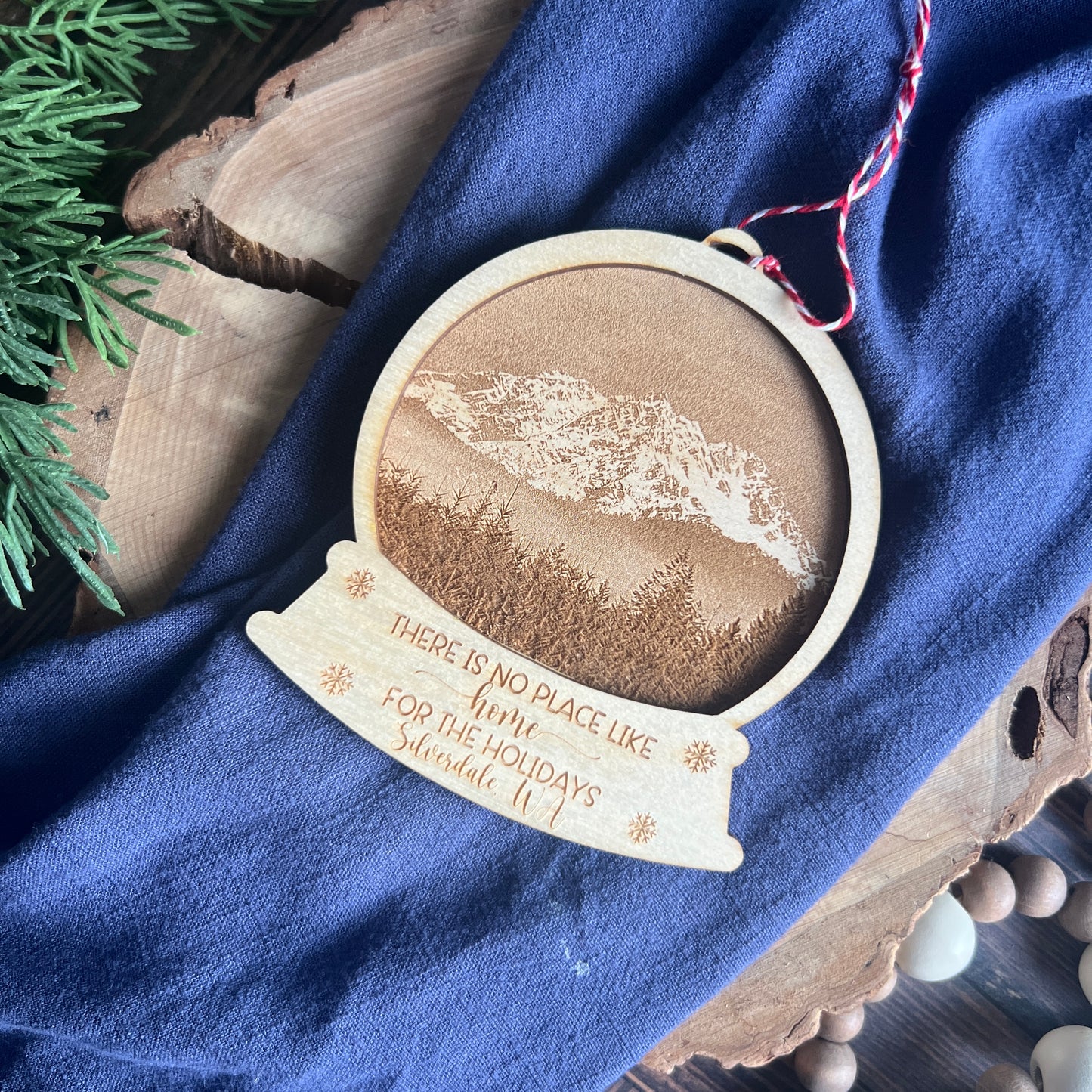 Pacific Northwest Photo Engraved Snow Globes Ornaments