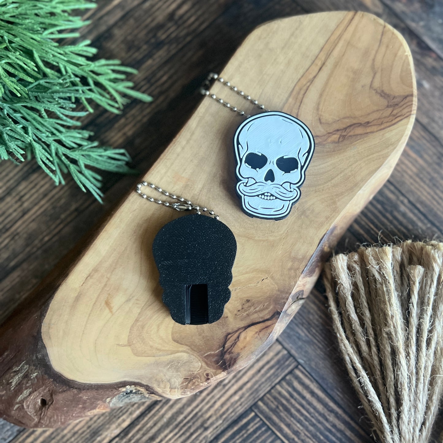 Mustache and Bearded Skull Soda Can Opener Keychain