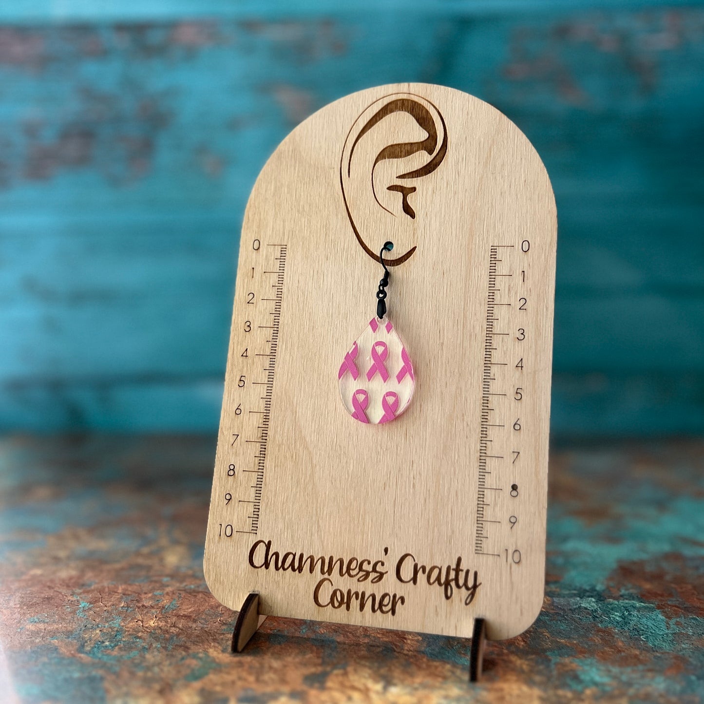 Breast Cancer Awareness Pink Ribbon Earrings