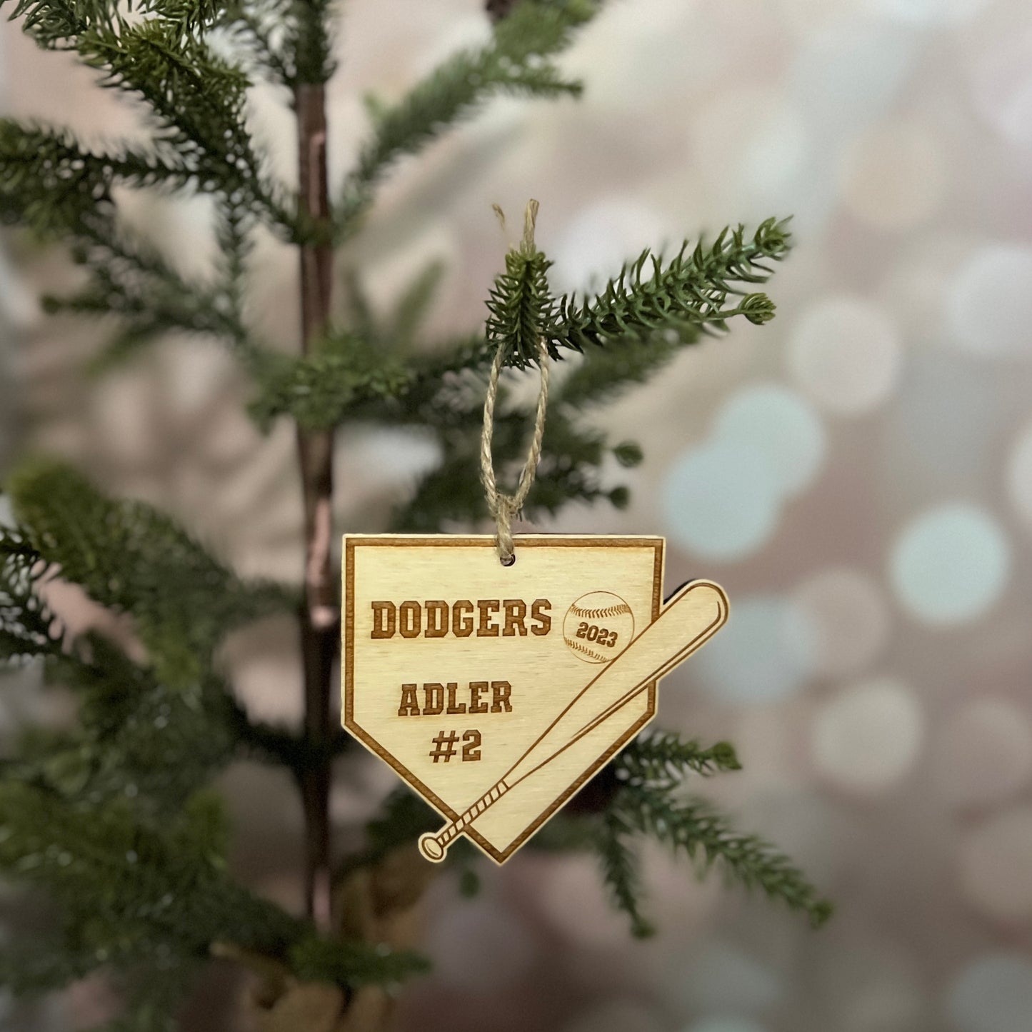 Personalized Wooden Baseball Christmas Ornament