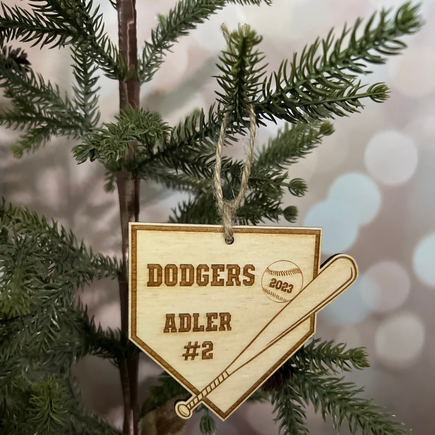 Personalized Wooden Baseball Christmas Ornament